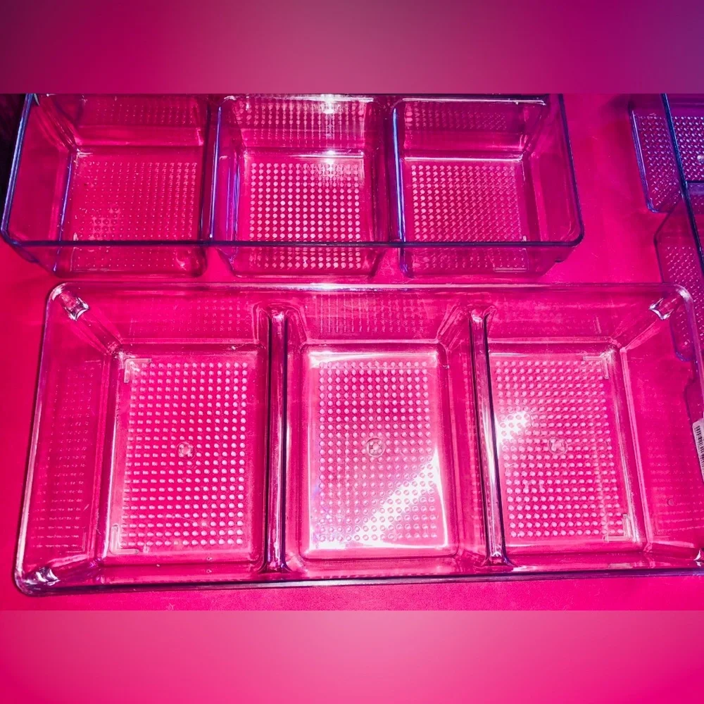 Set of 3 drawers organizer Seethrough sturdy glossy plastic Organizer Tray